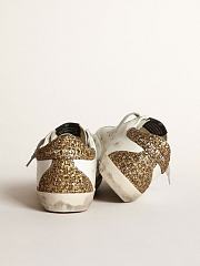 Super-Star sneakers with light blue leather star and gold glitter crocodile-print heel tab - 3