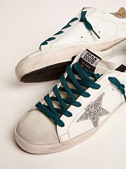 Super-Star sneakers with silver glitter star and leopard-print suede heel tab - 2