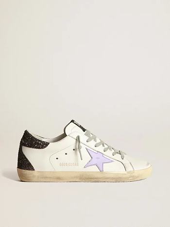 Super-Star sneakers with lilac leather star and purple glitter crocodile-print heel tab