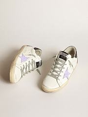 Super-Star sneakers with lilac leather star and purple glitter crocodile-print heel tab - 4