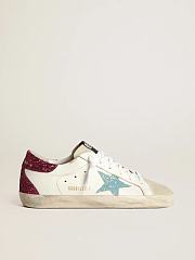 Super-Star sneakers with light blue glitter star and purple glitter heel tab - 1