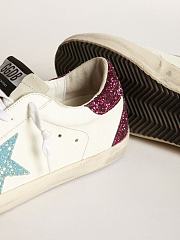 Super-Star sneakers with light blue glitter star and purple glitter heel tab - 4