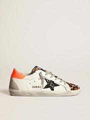 Super-Star sneakers with leopard-print insert, glittery star and orange heel tab - 1