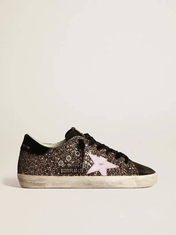 Golden Goose Super-Star sneakers in glitter with red leather star - 1