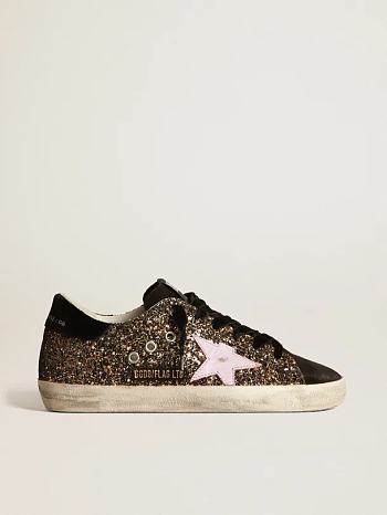 Golden Goose Super-Star sneakers in glitter with red leather star