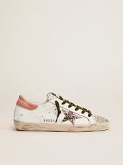 Golden Goose Super-Star LTD sneakers with silver glitter and animal-print pony skin star - 1