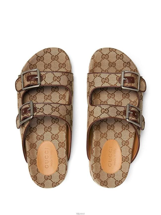 Gucci sandal brown and ebony Original GG canvas - 1