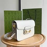 Gucci 1955 Horsebit Shoulder Bag Small White - 3