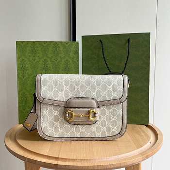 Gucci Horsebit 1955 Small Bag Beige/White