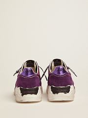 Golden Goose Suede, leather and mesh Running Sole sneakers with metallic purple heel tab - 2