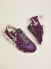 Golden Goose Suede, leather and mesh Running Sole sneakers with metallic purple heel tab - 3