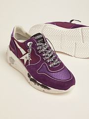 Golden Goose Suede, leather and mesh Running Sole sneakers with metallic purple heel tab - 4