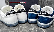 Prada Downtown Low Top Sneakers Leather White Metallic Blue  2EE364_3LL2_F0W81 - 2