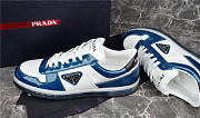 Prada Downtown Low Top Sneakers Leather White Metallic Blue  2EE364_3LL2_F0W81 - 4