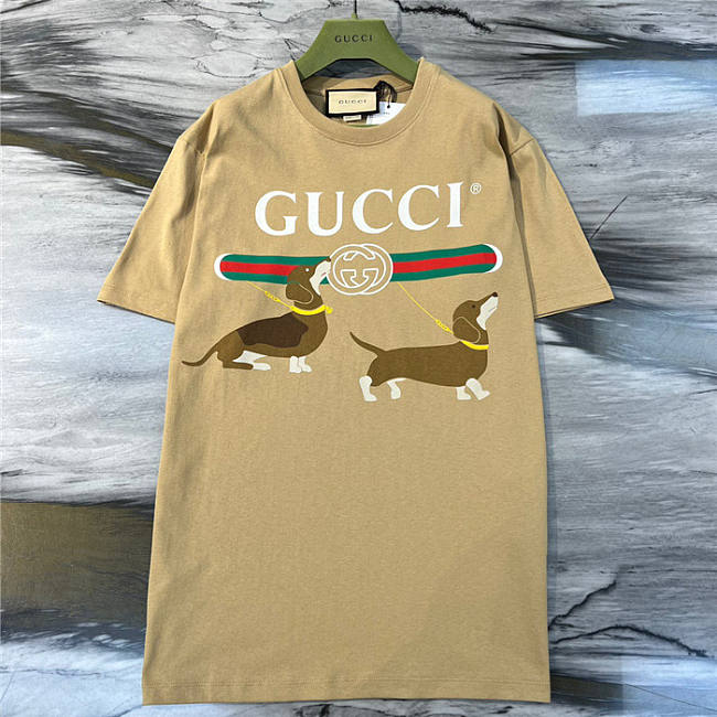 Gucci Men's Natural Logo Dog Print T-shirt  - 1