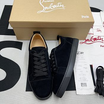 Christian Louboutin Men's Black Louis Junior Suede Sneakers 