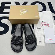 CHRISTIAN LOUBOUTIN POOL FUN BLACK CALF FLAT SLIDER - 4