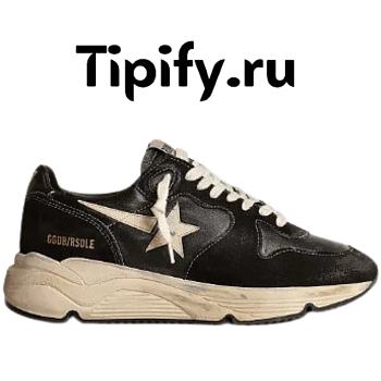 Golden Goose Women’s Running Sole sneakers in black nappa leather and suede with white leather star