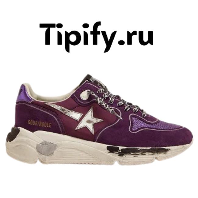 Golden Goose Suede, leather and mesh Running Sole sneakers with metallic purple heel tab - 1