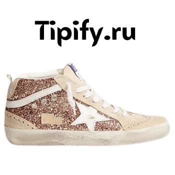 Golden Goose Mid Star sneakers with pink-gold glitter