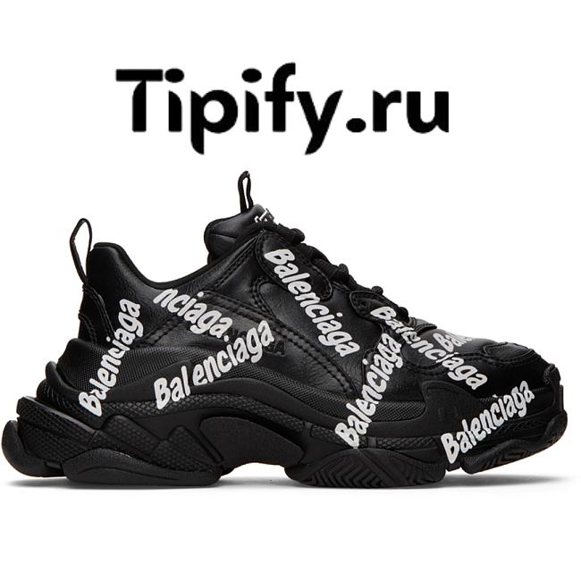 Balenciaga Triple S Black All Logo White  - 1