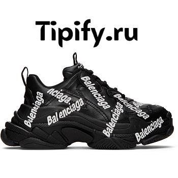 Balenciaga Triple S Black All Logo White 