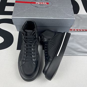 Prada Prada Macro Re-Nylon And Brushed Leather High-Top Sneakers Black  5746BLUZD