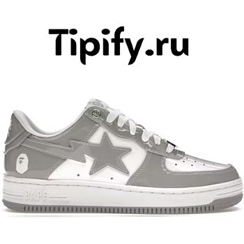 A Bathing Ape Bape Sta Patent Leather White Grey (2023)  1I70-291-021/1I70-191-022