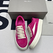 Rick Owens EDFU Vintage Sneaks Velour Suede Hot Pink Milk White (Women's)  RP01C5888_LVSLPO_1311 - 1