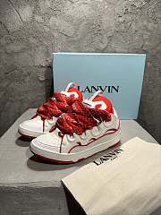 LANVIN LEATHER CURB SNEAKERS WHITE/RED FM-SKRK11-DRAP-P23003039 - 1