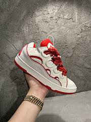 LANVIN LEATHER CURB SNEAKERS WHITE/RED FM-SKRK11-DRAP-P23003039 - 6