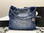 Chanel Large 22 Bag Faded Blue Denim Silver Hardware  - 5