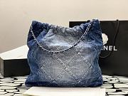 Chanel Large 22 Bag Faded Blue Denim Silver Hardware  - 4