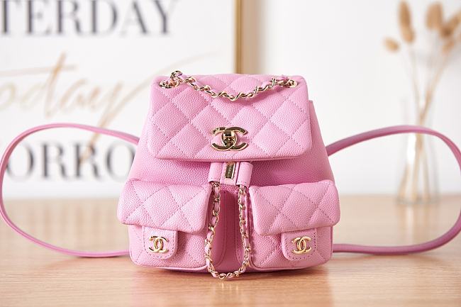 Chanel Small Backpack Shiny Grained Calfskin & Gold-Tone Metal Lilac 16.5cm × 17.5cm × 10 cm - 1