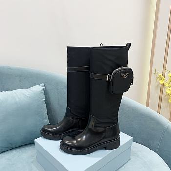 PRADA Leather And Re-nylon Boots In Black 