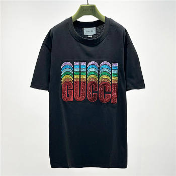  GUCCI COTTON T-SHIRT WITH GUCCI EMBROIDERY 717684XJEVP