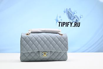 CHANEL Caviar Quilted Jumbo Double Flap Light Blue