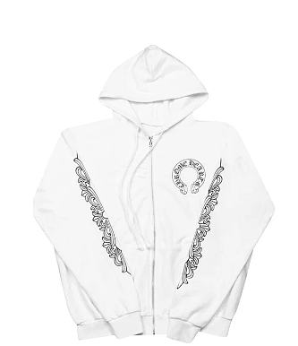 Chrome Hearts Floral Cross Zip Hoodie 'White' 1383 100000106FCZH WHIT - 1