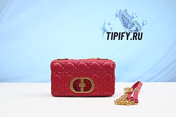 Dior Medium Caro Bag Red Supple Cannage Calfskin Size 25.5 x 15.5 x 8 cm