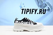 Alexander McQueen Tread Slick Low Lace Up Canvas Graffiti Black White White (Women's) le 708753 W4RQ2 - 1