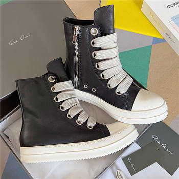 Rick Owens High Top Sneaker Thick Laces- Black