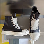 Rick Owens High Top Sneaker Thick Laces- Black - 4