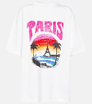 BALENCIAGA Paris Tropical cotton jersey T-shirt in White - 1