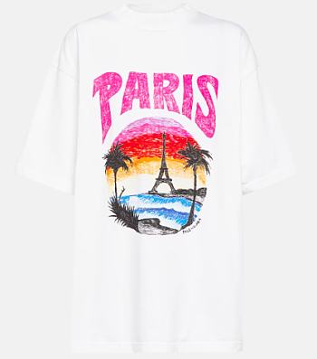 BALENCIAGA Paris Tropical cotton jersey T-shirt in White