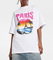 BALENCIAGA Paris Tropical cotton jersey T-shirt in White - 5