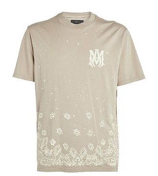 AMIRI Beige Bandana Bleach Logo T-Shirt - 1