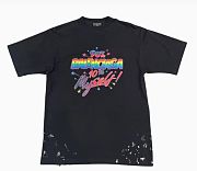 BALENCIAGA BLACK T-SHIRT WITH VINTAGE EFFECT AND PRINT - 6