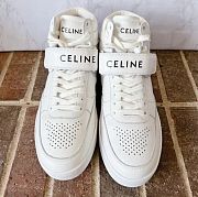 CELINE CT-03 Logo Lace Up High Top Sneaker White Calfskin Leather - 1