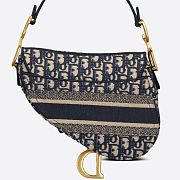 CHRISTIAN DIOR BLUE SADDLE ORIGINAL DIOR OBLIQUE EMBROIDERED CANVAS BAG (25.5 x 20 x 6.5cm) - 2