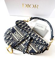 CHRISTIAN DIOR BLUE SADDLE ORIGINAL DIOR OBLIQUE EMBROIDERED CANVAS BAG (25.5 x 20 x 6.5cm) - 3